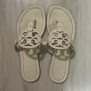 White Ivory Tory Burch Miller Sandals
